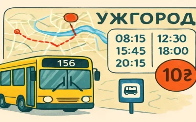 Автобус №156 в Ужгороді: маршрут на карті, розклад і вартість поїздки