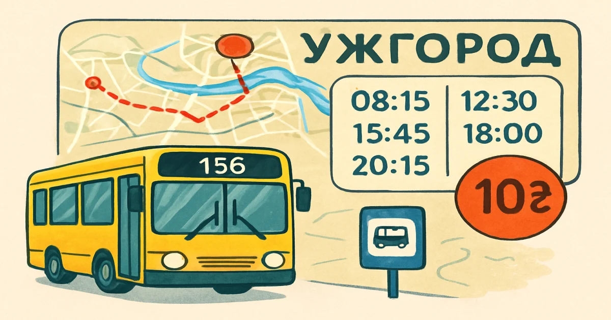 Автобус №156 в Ужгороді: маршрут на карті, розклад і вартість поїздки