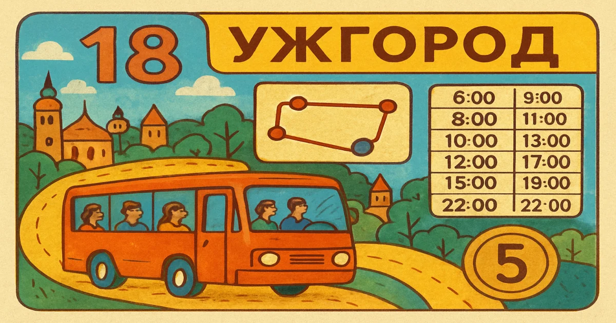 Автобус №18 Ужгород: повний маршрут, розклад руху та тариф